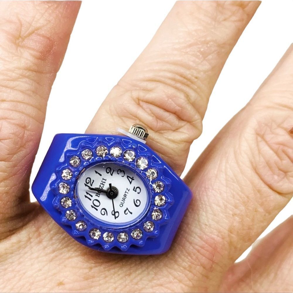 BOZHI Purple Quartz Crystal Finger Ring Watch